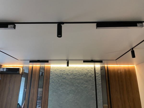 Трековая система на потолке в зале