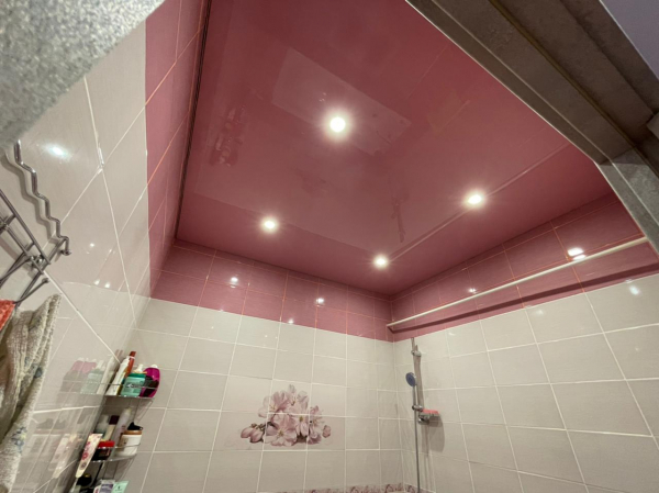 Фото цветных потолков в ванной